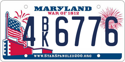 MD license plate 4BK6776