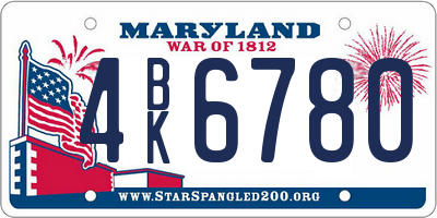 MD license plate 4BK6780