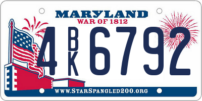 MD license plate 4BK6792
