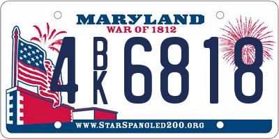 MD license plate 4BK6818