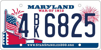 MD license plate 4BK6825