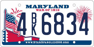 MD license plate 4BK6834