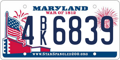 MD license plate 4BK6839