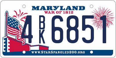 MD license plate 4BK6851