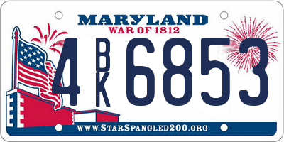MD license plate 4BK6853
