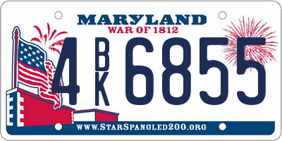 MD license plate 4BK6855