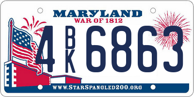 MD license plate 4BK6863