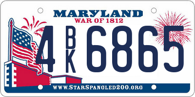 MD license plate 4BK6865