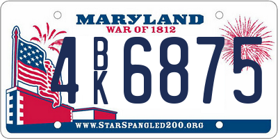 MD license plate 4BK6875