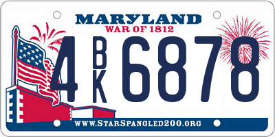 MD license plate 4BK6878