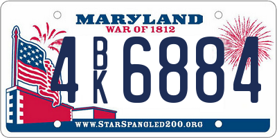 MD license plate 4BK6884