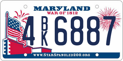 MD license plate 4BK6887