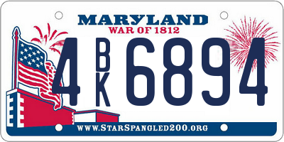 MD license plate 4BK6894
