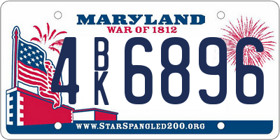 MD license plate 4BK6896