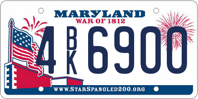 MD license plate 4BK6900