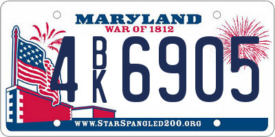 MD license plate 4BK6905