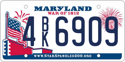 MD license plate 4BK6909