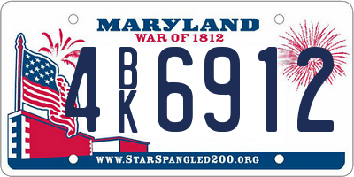 MD license plate 4BK6912