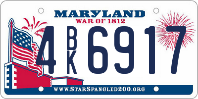 MD license plate 4BK6917