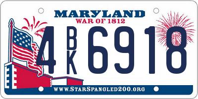 MD license plate 4BK6918