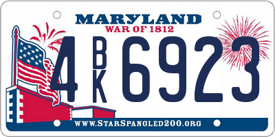 MD license plate 4BK6923