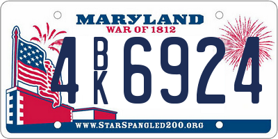 MD license plate 4BK6924