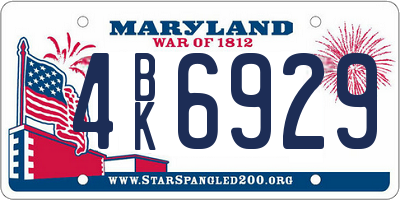MD license plate 4BK6929