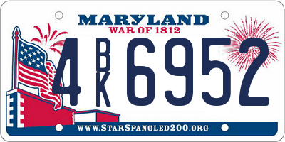 MD license plate 4BK6952