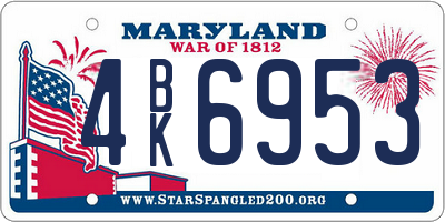 MD license plate 4BK6953
