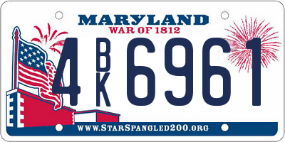 MD license plate 4BK6961