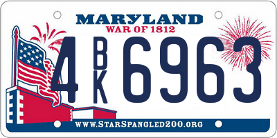 MD license plate 4BK6963