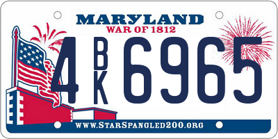MD license plate 4BK6965