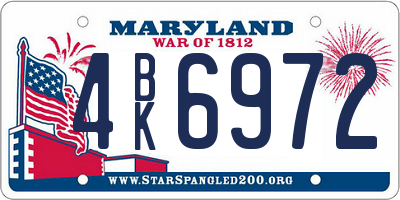 MD license plate 4BK6972