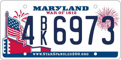 MD license plate 4BK6973