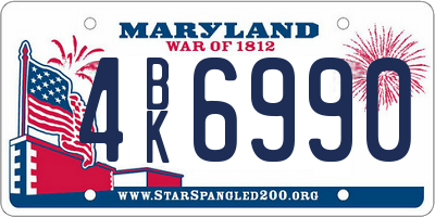 MD license plate 4BK6990