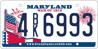 MD license plate 4BK6993
