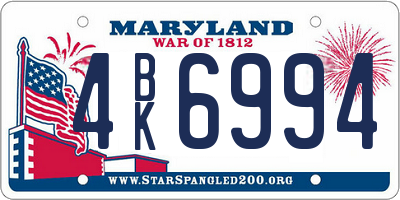 MD license plate 4BK6994