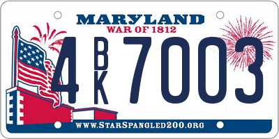 MD license plate 4BK7003