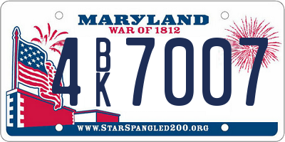MD license plate 4BK7007