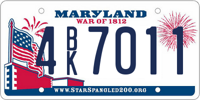 MD license plate 4BK7011