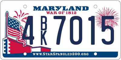 MD license plate 4BK7015