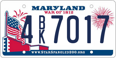 MD license plate 4BK7017