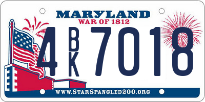 MD license plate 4BK7018