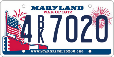 MD license plate 4BK7020