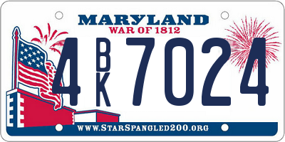 MD license plate 4BK7024