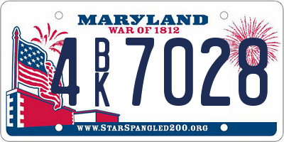 MD license plate 4BK7028