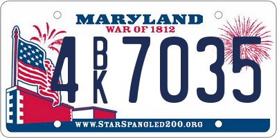 MD license plate 4BK7035