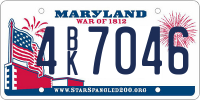 MD license plate 4BK7046