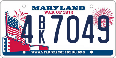 MD license plate 4BK7049