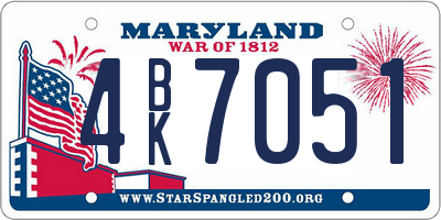 MD license plate 4BK7051